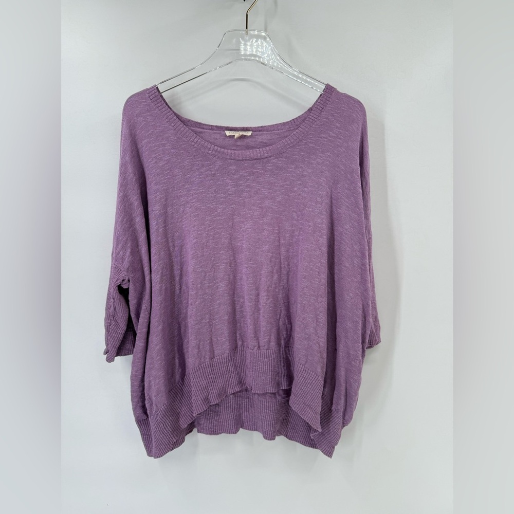 EILEEN FISHER Lavender Dusk‎ Purple Fine Gauge Linen Knit Box Sweater size M - Picture 2 of 5